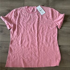 NWT Lauren James pink pearl sweater sz l